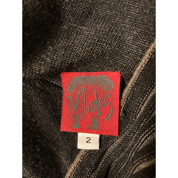 MIEKO MINTZ Japan Black Gray 100% Wool Sweater Knit Dress Size 2 M Quiet Luxury - Picture 4 of 4